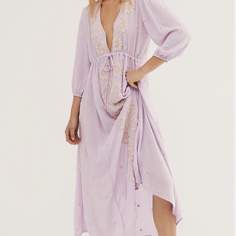 Free People Embroidered Fable Midi Dress - Small
